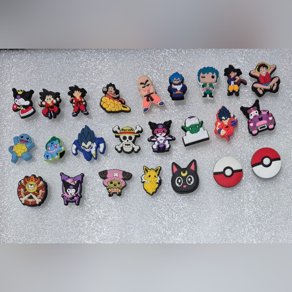 Unisex Sanrio Anime,Dragon Ball Z&Pokemon Shoe Charms For Clogs 24 Pcs.